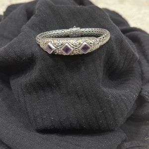 Samuel Benham (BJC) Sterling silver and 18kt Bracelet 3 Amethyst center stones
